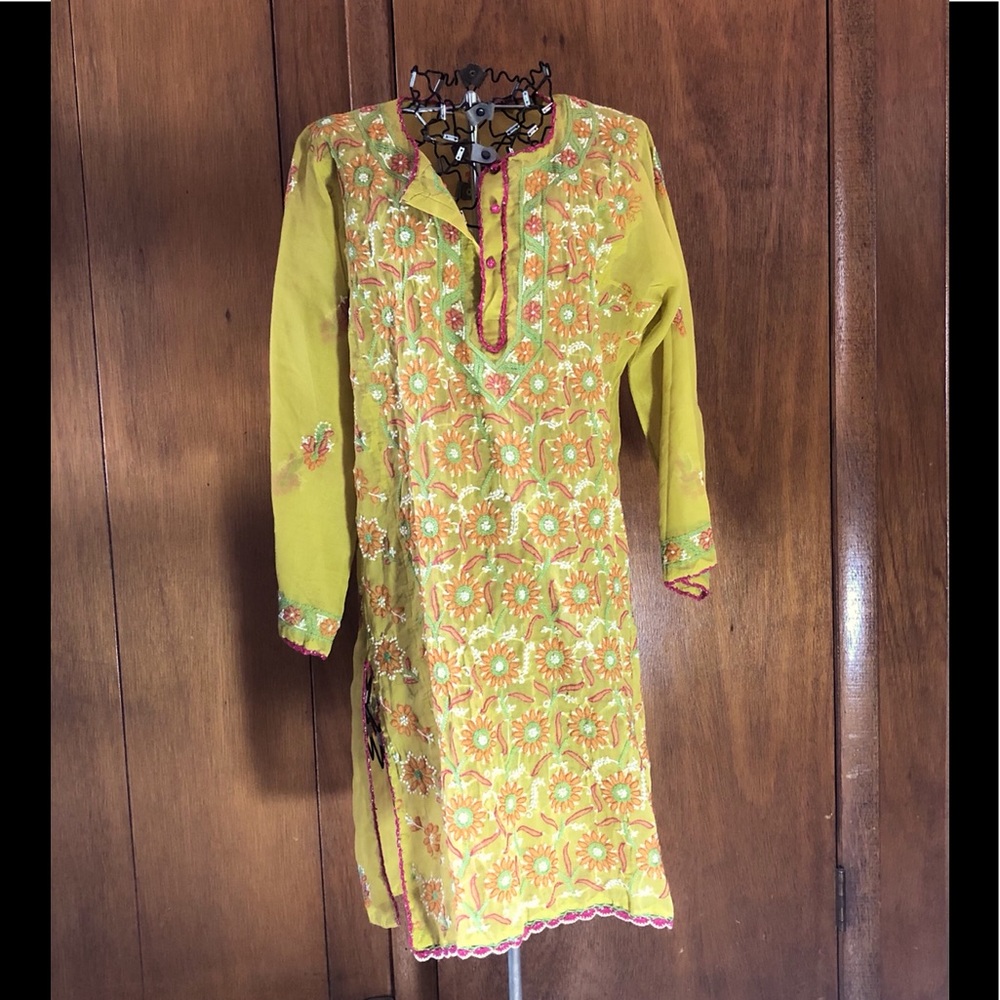 Hand Embroidered Tunic Dress Beach Cover-Up